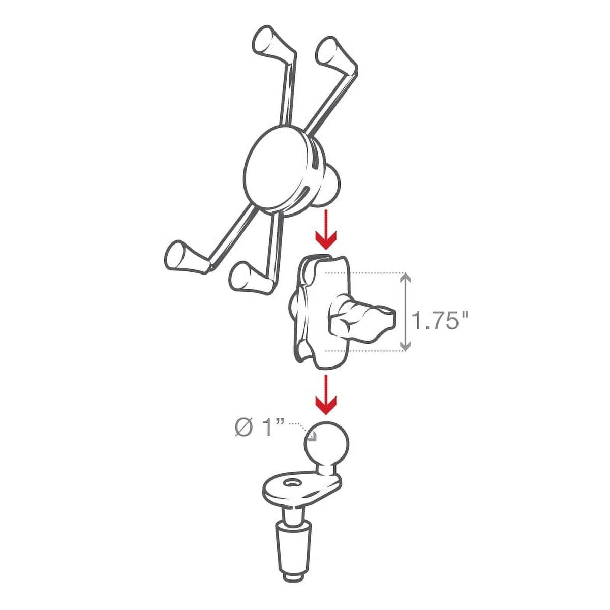 Large Phone Mount with Motorcycle Fork Stem Base E751772
