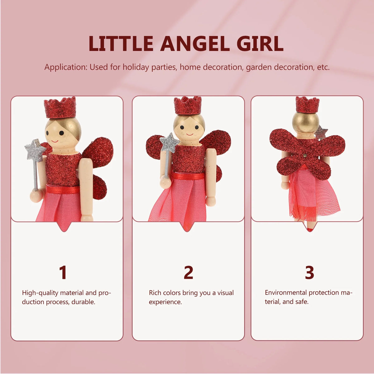 3 Pcs Nutcracker Angel Doll Christmas Tree Ornaments W469416