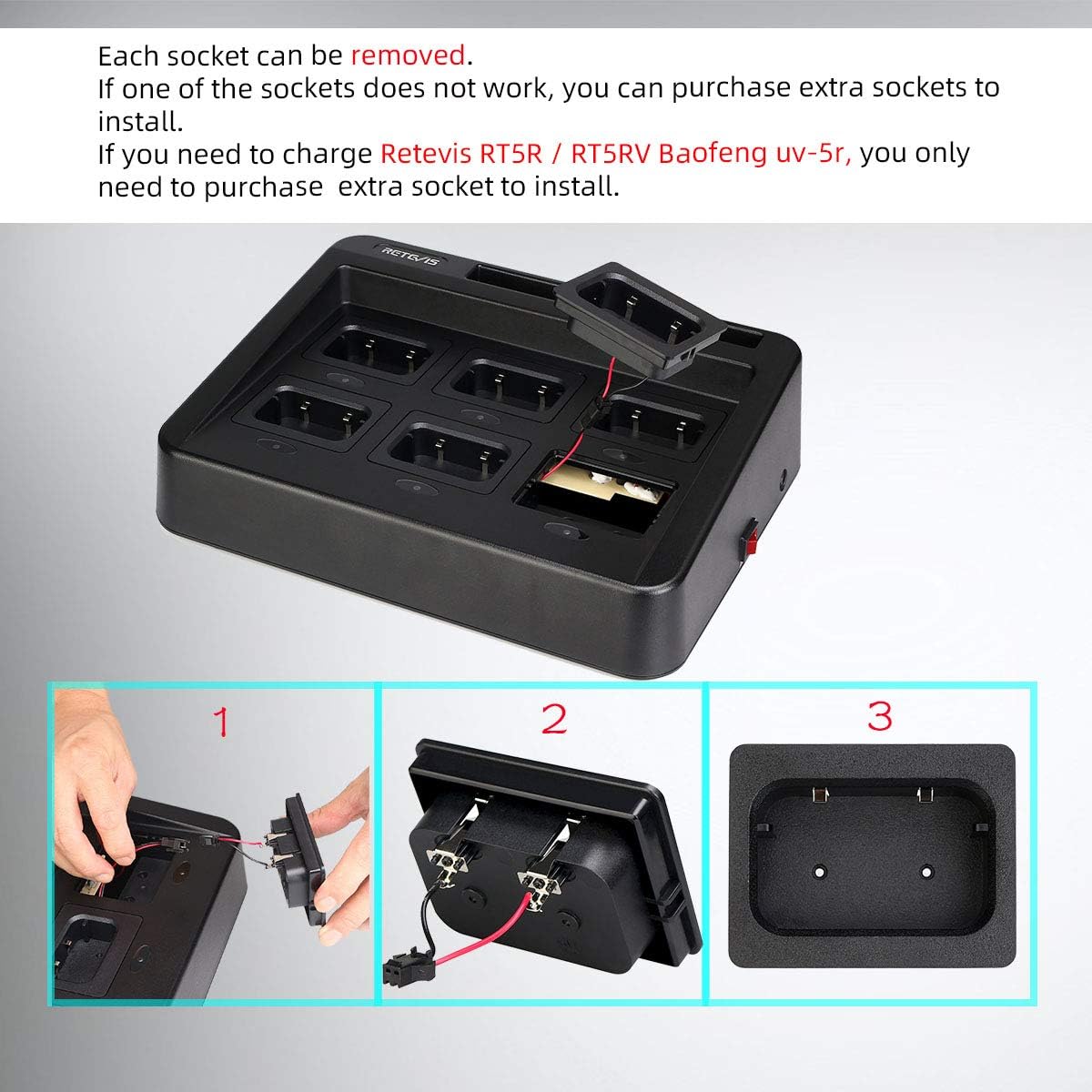Six-Way Charger for Walkie Talkie (1 Pack) D980