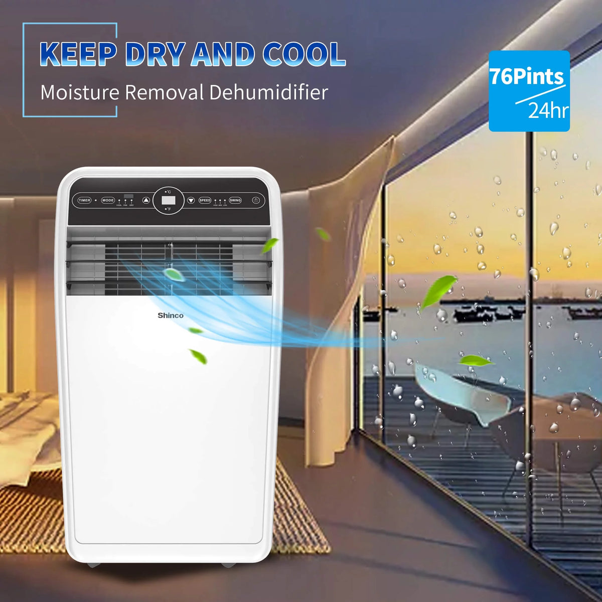 6400BTU 3-in-1 Portable Air Conditioner with Remote Control I6367