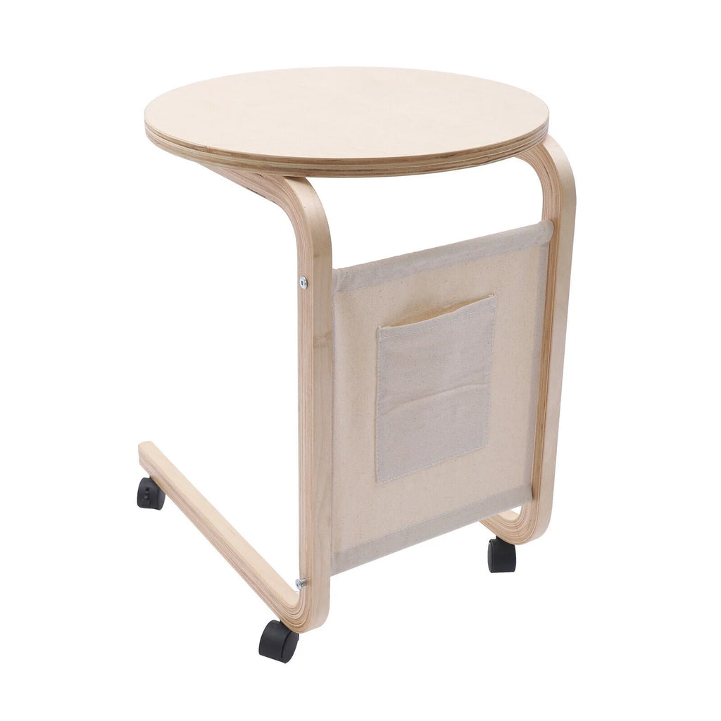 C-shaped Sofa End Side Table with Side Pocket Q9051