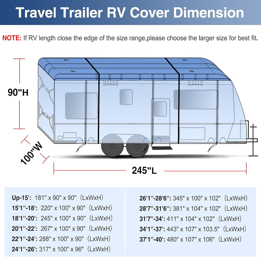 Waterproof 500D Travel Trailer Cover with 4 Tire Covers I752