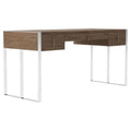 Walnut 4-Drawer Wood & Stainless Steel Desk A4615