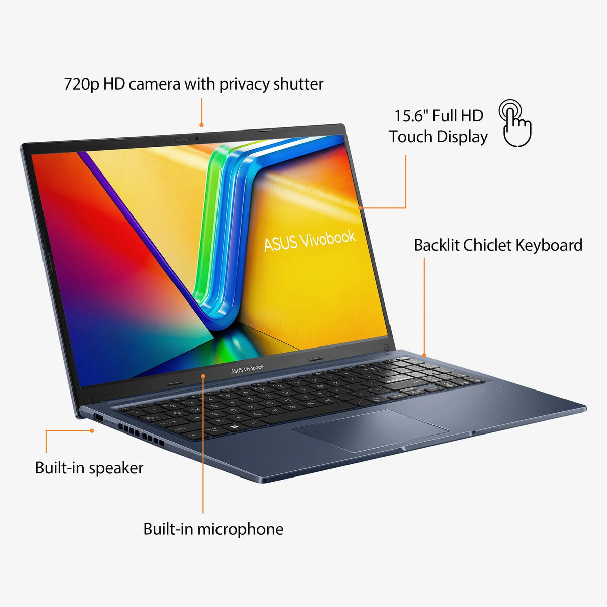 15.6" Touch Intel Core i7-1255U 16GB RAM 512GB SSD Quiet Blue Windows 11 Home Laptop A84990