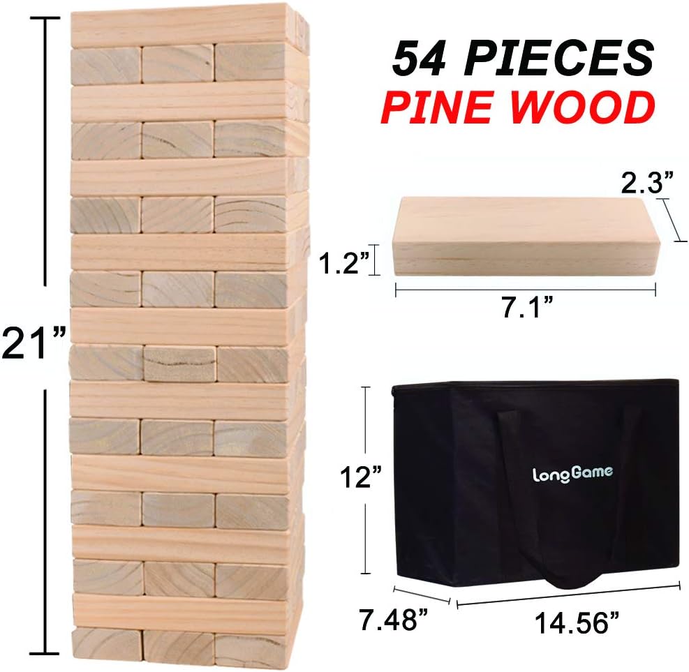 Jumbo Wood Stacking Lawn Yard Game with Carry Bag H3697