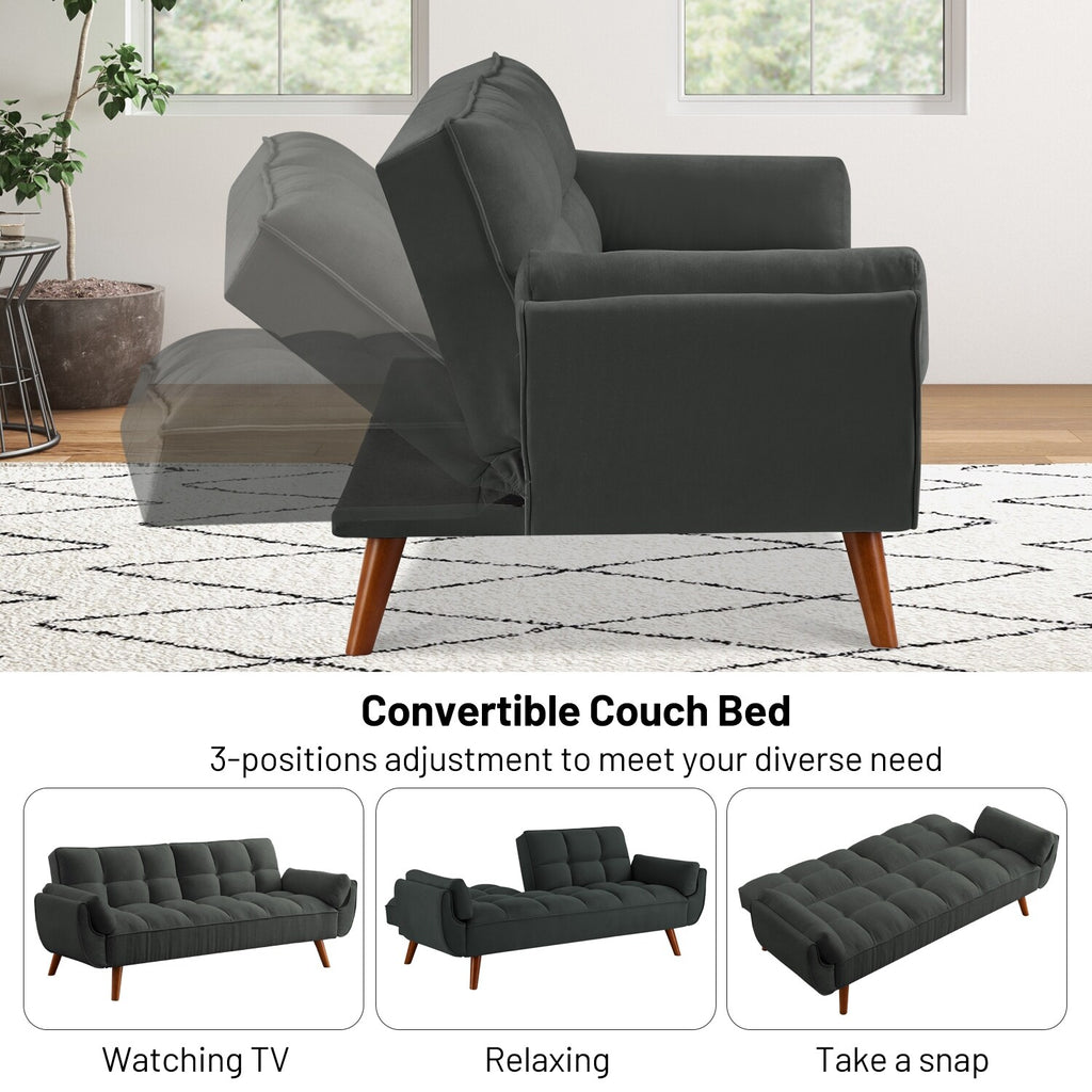 Dark Gray Convertible Sofa Bed with Pillows F972210