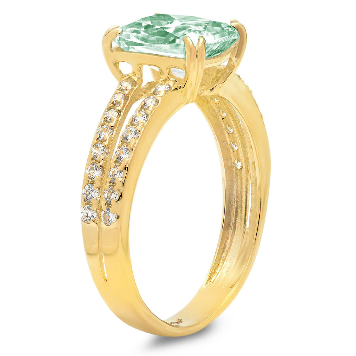 Cushion Cut Blue Moissanite 18k Yellow Gold Ring Size 3.75 O49380