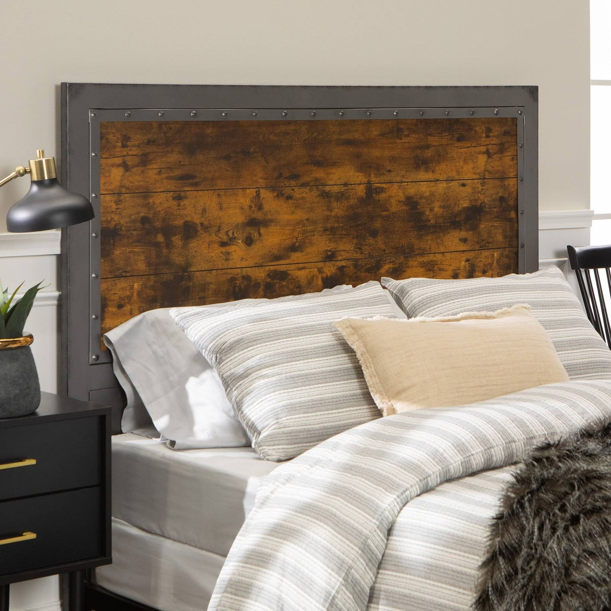 Queen Metal and Wood Headboard F14996