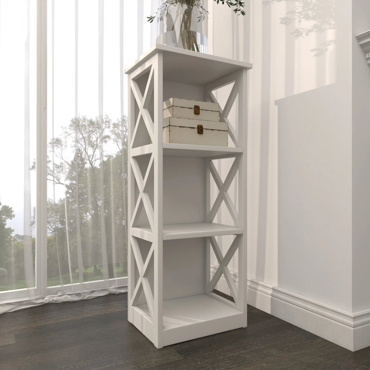 White Wood 3-Tier Shelving Unit E160