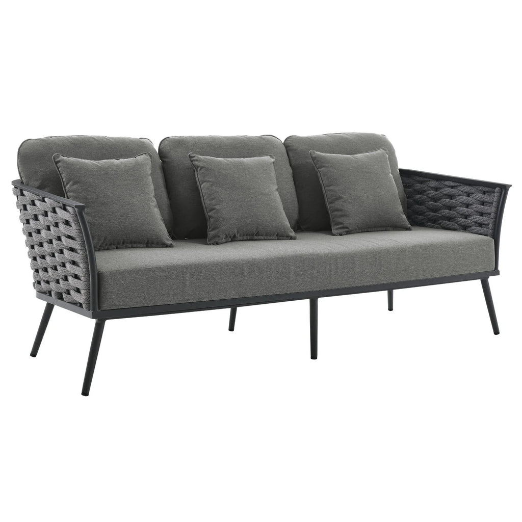 Gray Charcoal 6 Piece Outdoor Aluminum Sectional Sofa Set Q604723