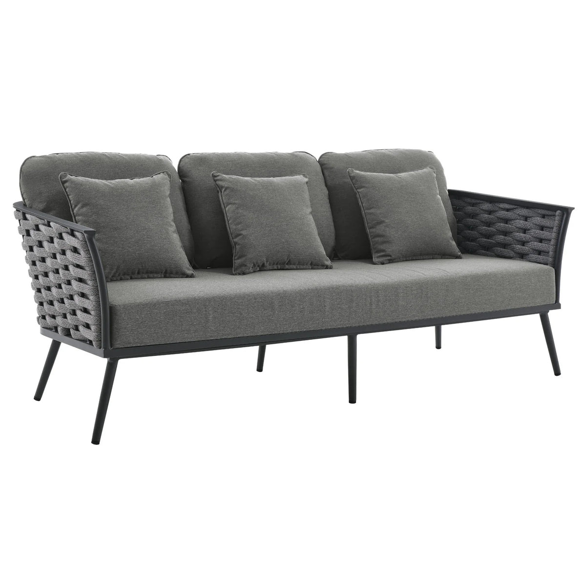 Gray Charcoal 6 Piece Outdoor Aluminum Sectional Sofa Set Q604723