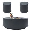 Slate Black Round Coffee Table End Table Set of 3 L9114