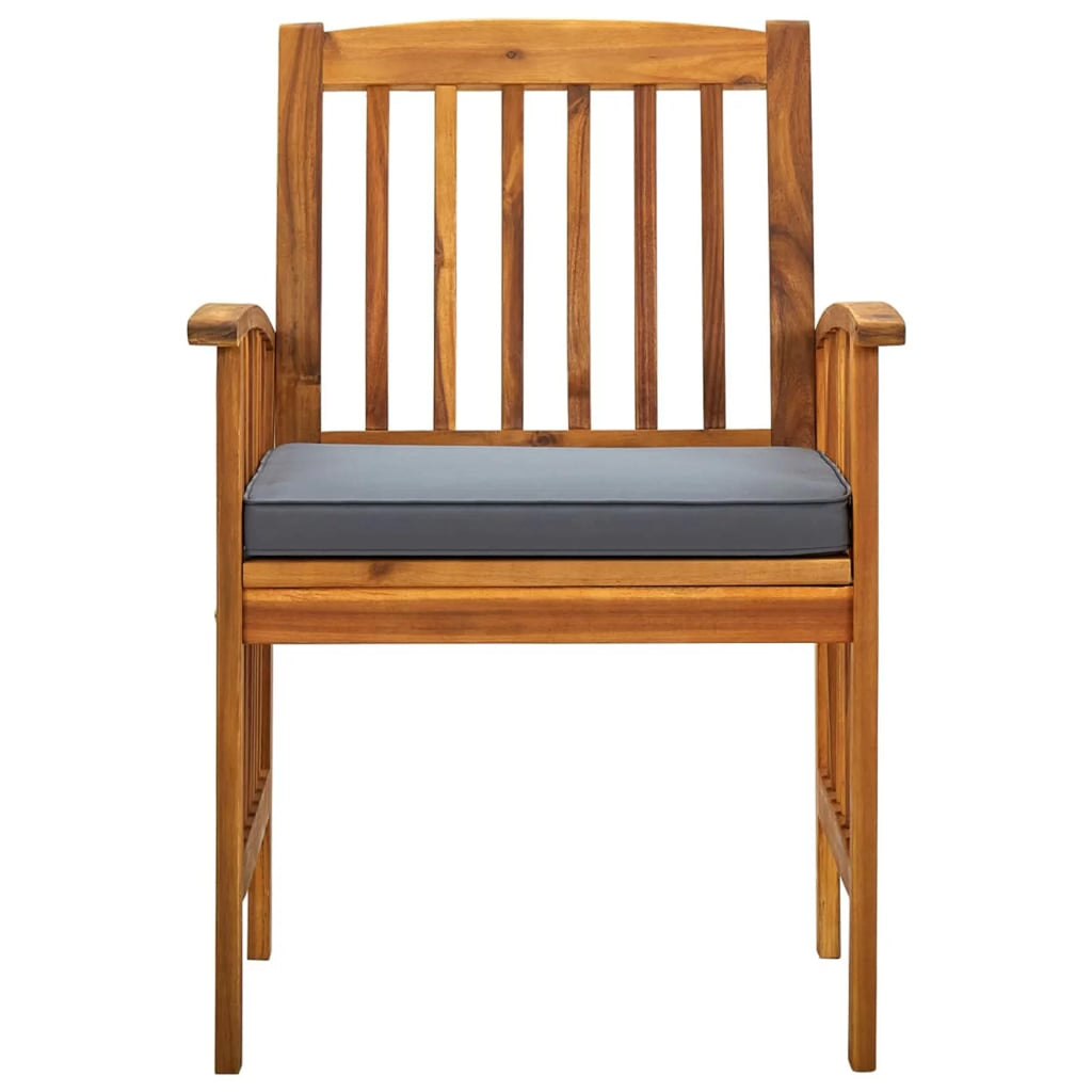 8 Piece Acacia Wood Outdoor Dining Chairs with Dark Gray Cushion N8546