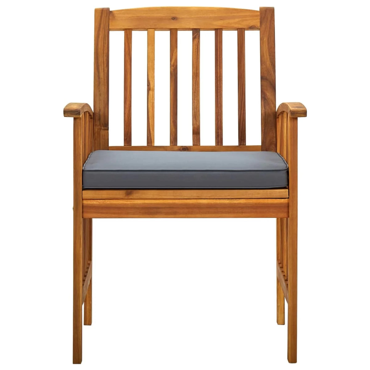 8 Piece Acacia Wood Outdoor Dining Chairs with Dark Gray Cushion N8546