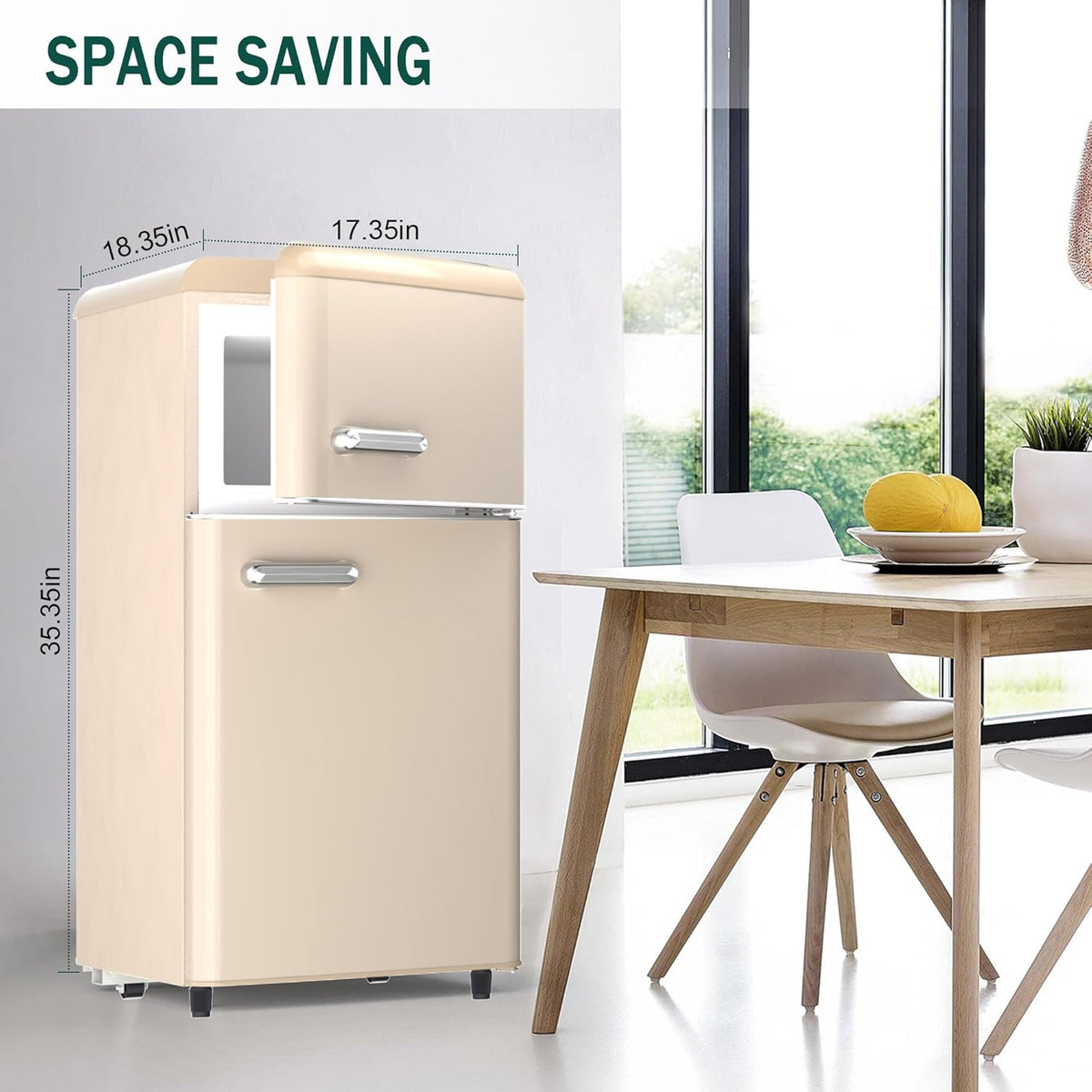 4.1 Cu. Ft. 2-Door Retro Mini Fridge with Freezer (Gold) H7704
