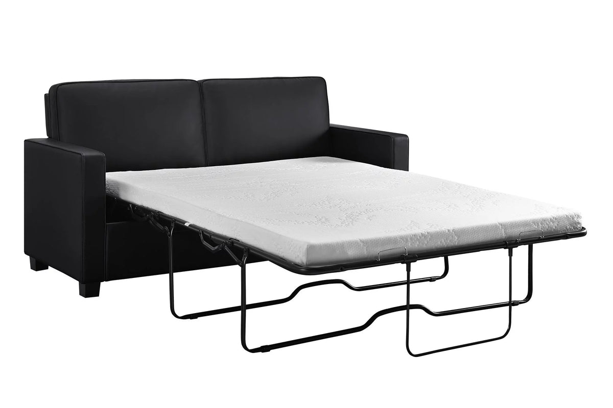 Black Faux Leather Queen Sofa Sleeper H6815