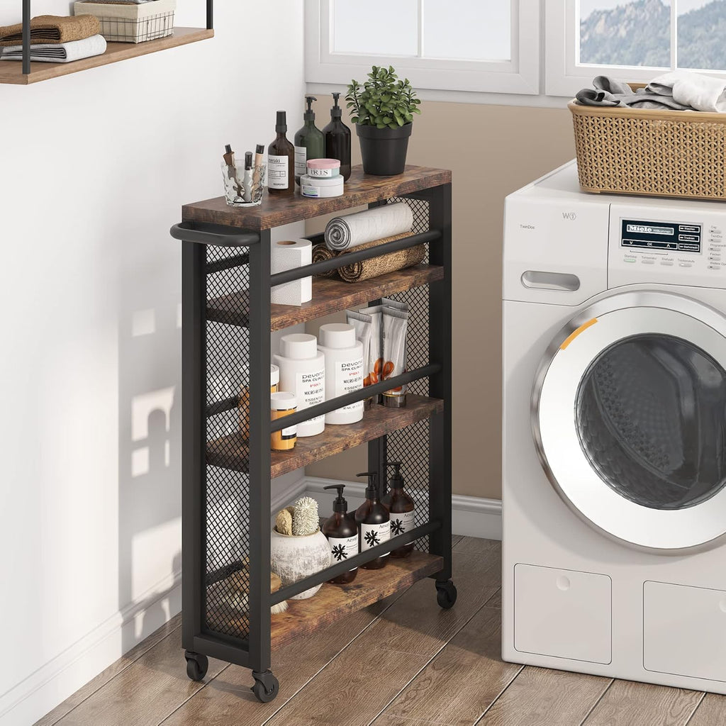 4-Tier Metal Rolling Storage Cart with Handle Y946