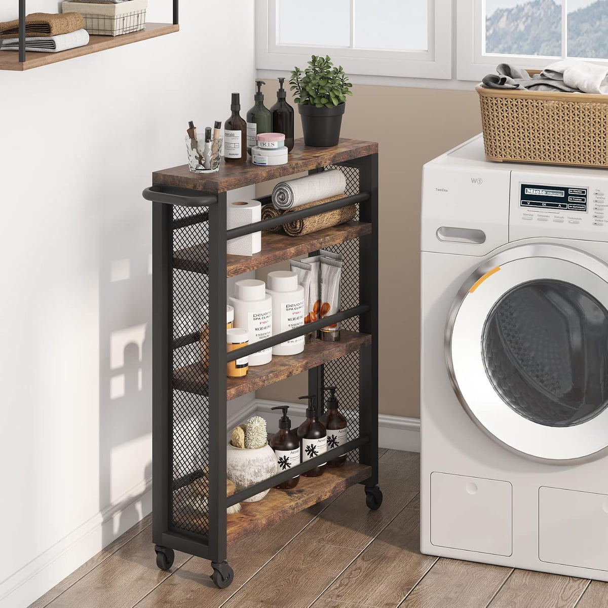 4-Tier Metal Rolling Storage Cart with Handle Y946