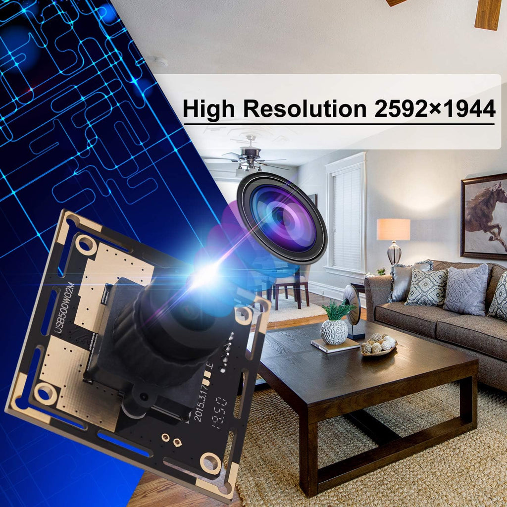 5 Megapixel USB Camera Module with CMOS OV5640 Sensor 3.6mm Lens B412