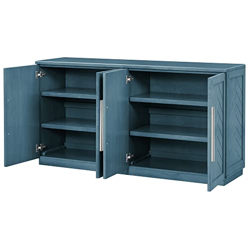 White 4 Door Sideboard Buffet Cabinet with Adjustable Shelves V637