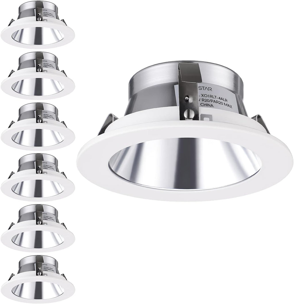 4 Inch Recessed Light Trim with Satin Nickel Step Baffle, Pack of 6 I656189