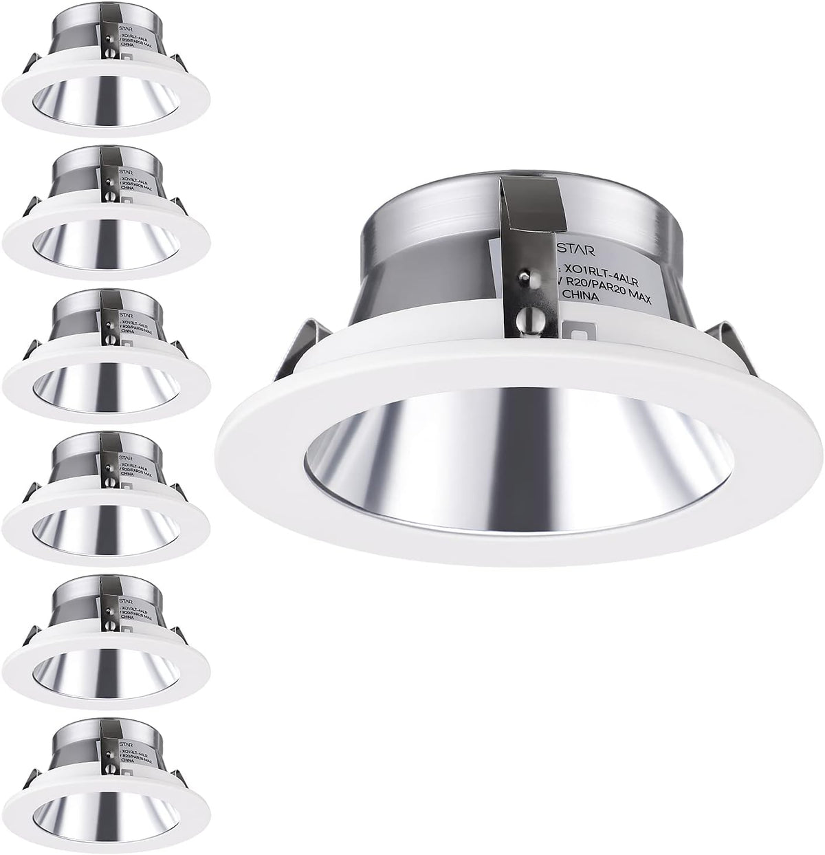 4 Inch Recessed Light Trim with Satin Nickel Step Baffle, Pack of 6 I656189