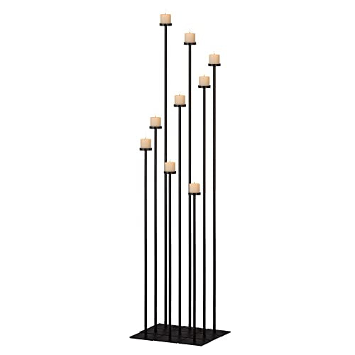 Black Metal Floor Candelabra Holder for 9 Arm Candlesticks F600