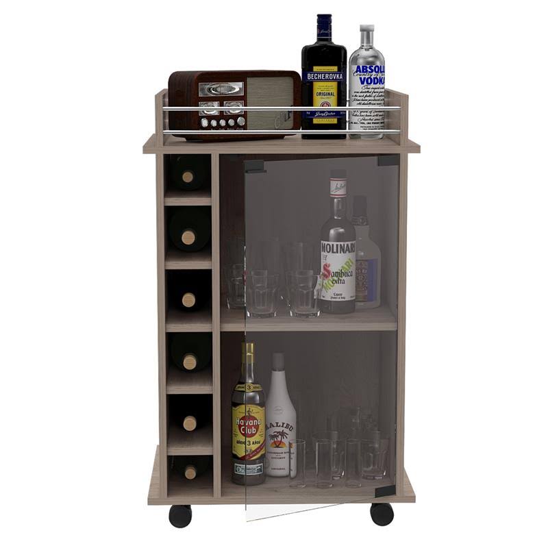 Light Gray Glass Door Bar Cart H78543