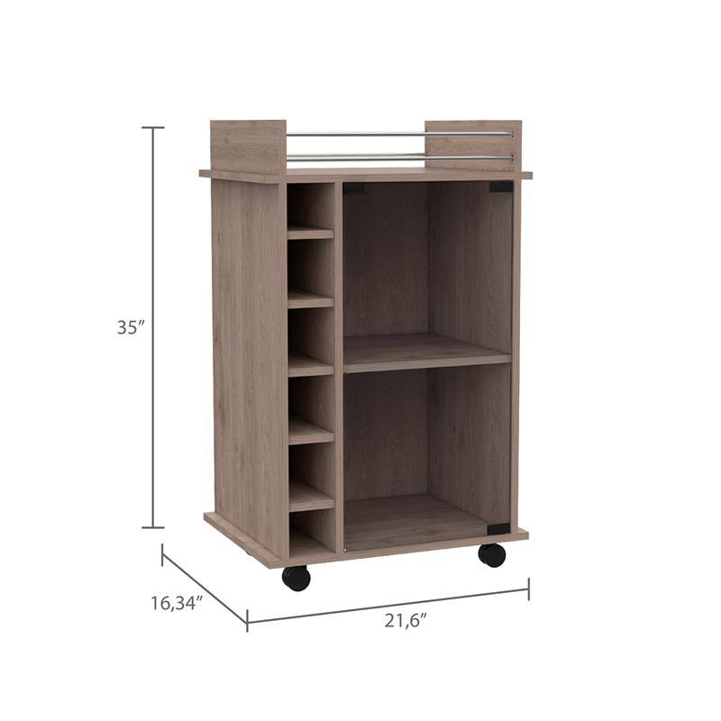 Light Gray Glass Door Bar Cart H78543