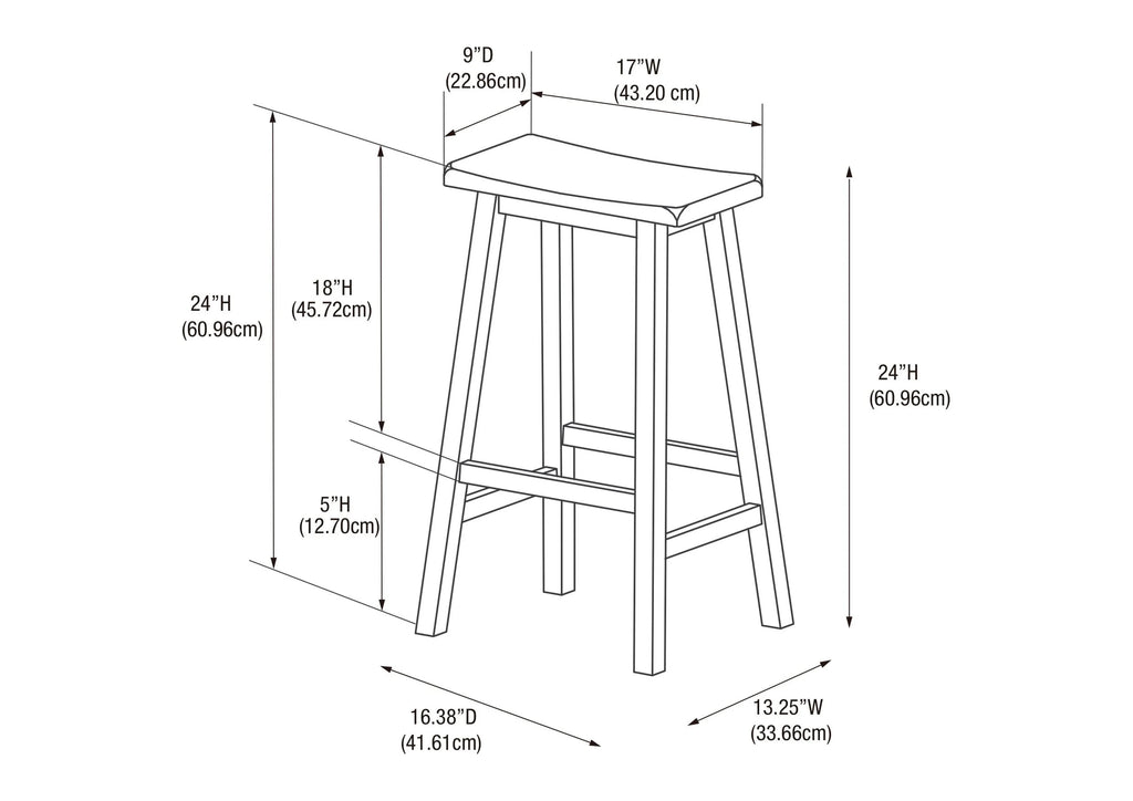 Wood Counter Stool, 24" Seat Height, Dark Brown E86070