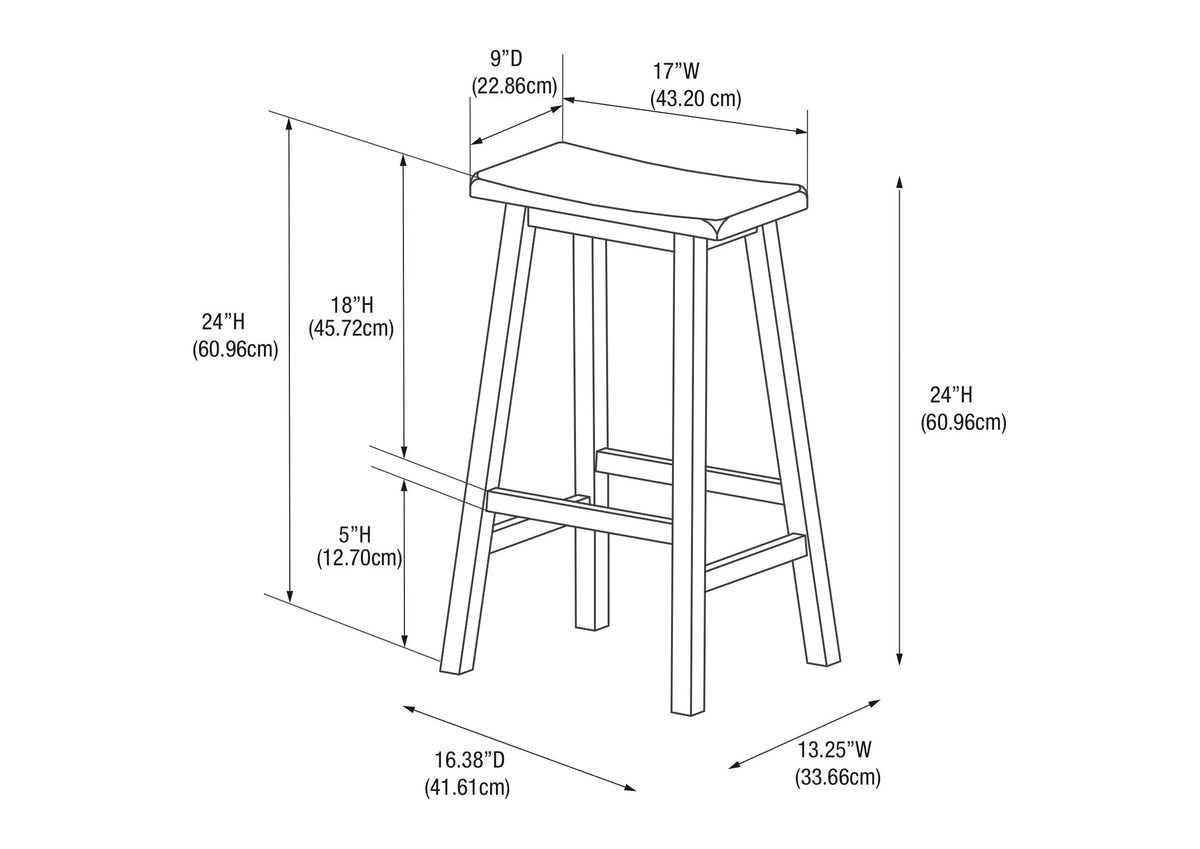 Wood Counter Stool, 24" Seat Height, Dark Brown E86070