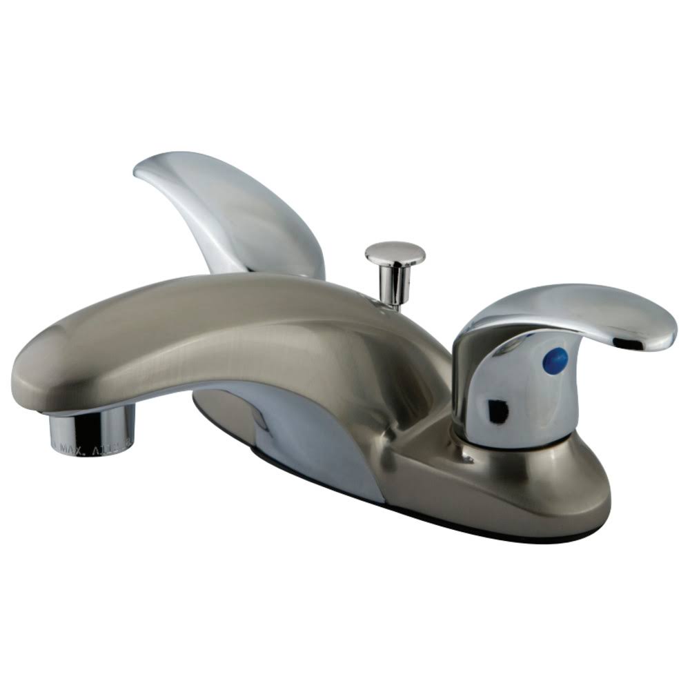 Satin Nickel Chrome Two-Handle Centerset Lavatory Faucet with Pop-Up I56754