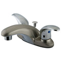 Satin Nickel Chrome Two-Handle Centerset Lavatory Faucet with Pop-Up I56754