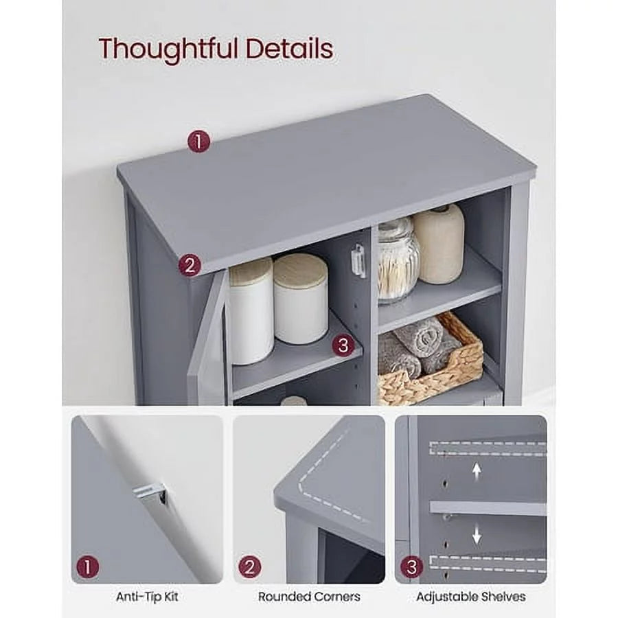 2 Drawers Freestanding Bathroom Storage Cabinet with Adjustable Shelves A168