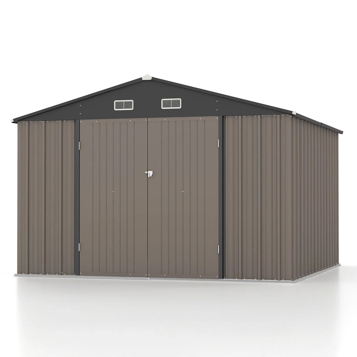 10 x 10 ft Outdoor Storage Metal Shed, Brown M7704