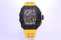Skeleton Dial Black Bezel Yellow Rubber Strap F164965