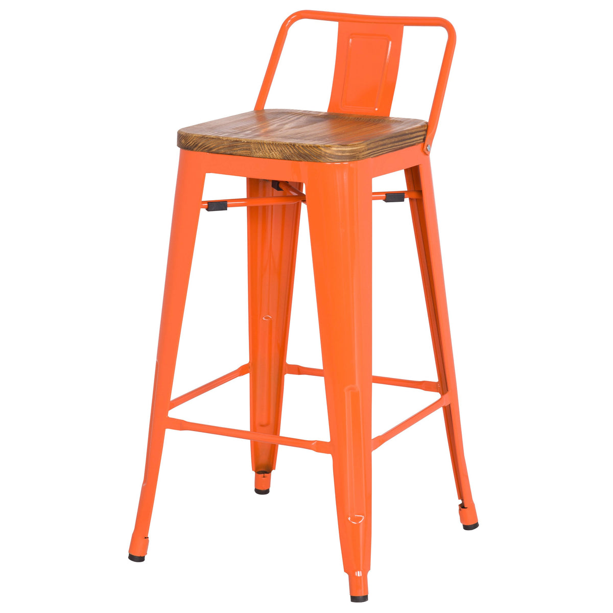 Orange Low Back Counter Stool Set of 4 D424294