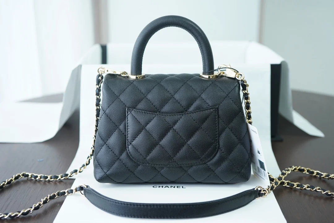 Black Top Handle Flap Bag A6680