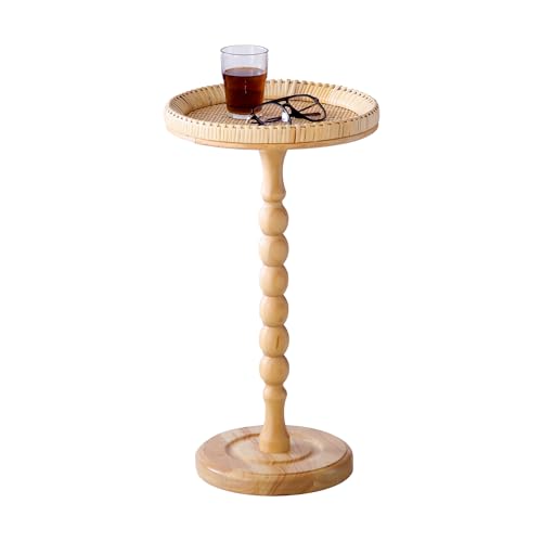 Rattan Round Small Side Table with Solid Wood Leg X5326
