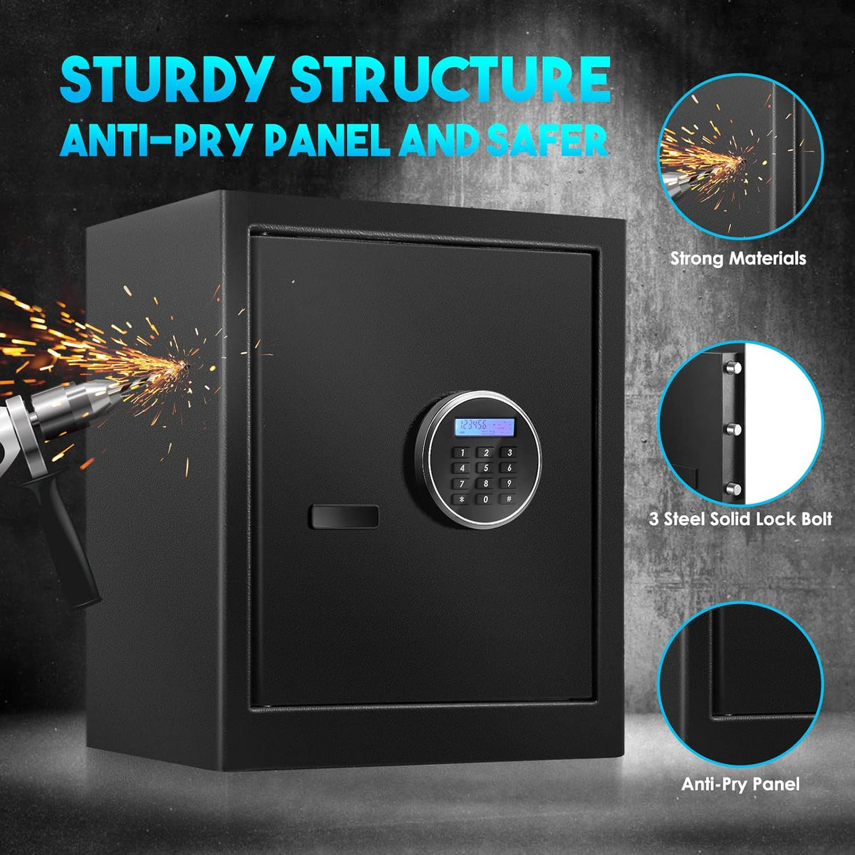 1.72 Cub Fireproof Waterproof Combination Lock Safe Box with Keypad G519