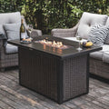 44" Brown Propane Gas Fire Pit Table with Lid and Lava Rocks L115468