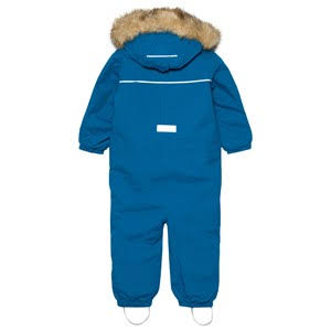Blue Faux Fur Hood Winter Overall Y457