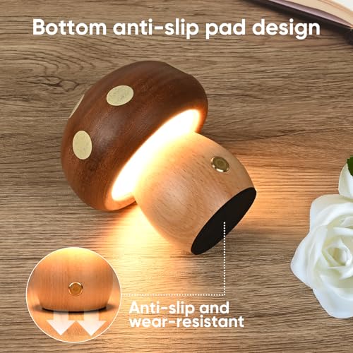 2 Pack Wood Mushroom Table Lamp V495