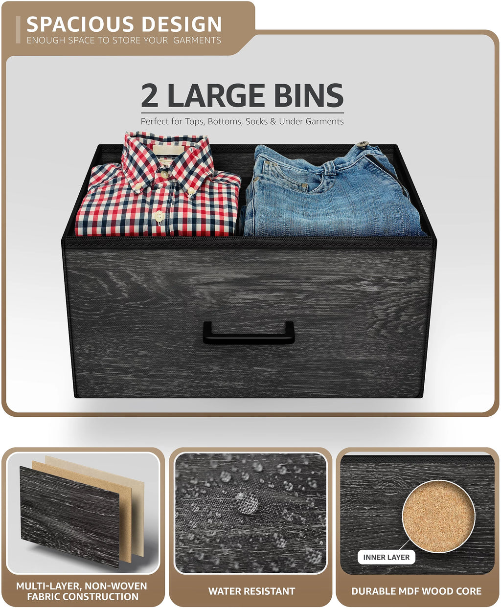 2 Faux Wood Drawer Nightstand Dresser S857