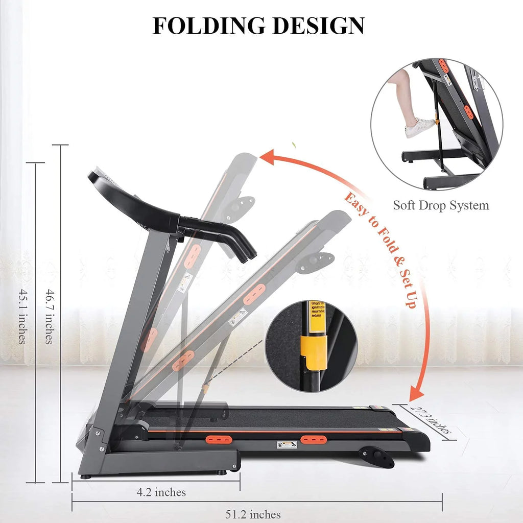 Foldable Electric Treadmill with 15 Pre-Set Programs H38112