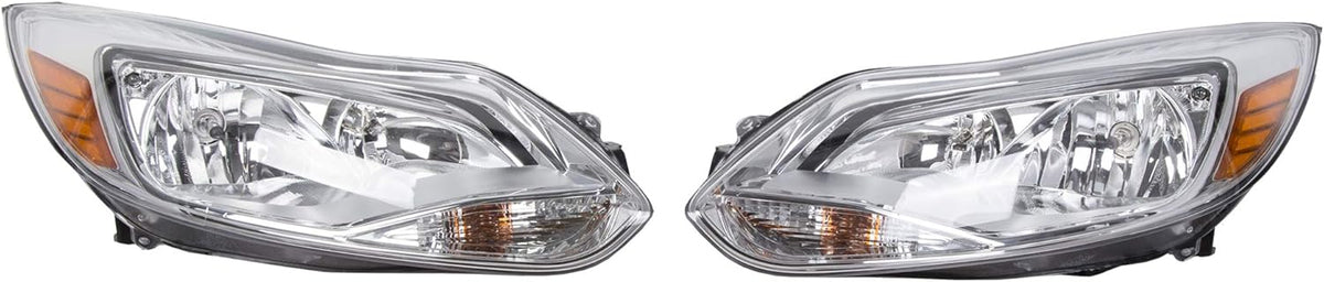 Chrome Housing Halogen Headlights for 2012-2014 Ford Focus T434084