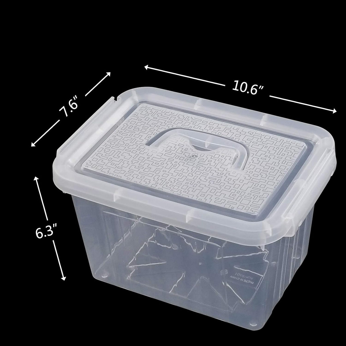 6 L Clear Plastic Storage Box with Latch, 6 Packs D3809