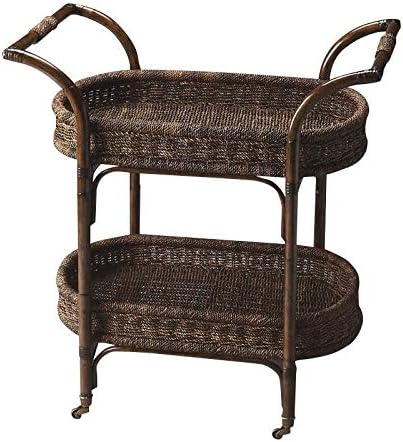 Medium Brown Rattan Bar Cart G21307