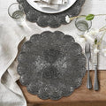 Navy Beaded Round Placemats Set of 2 13 Inches I63237