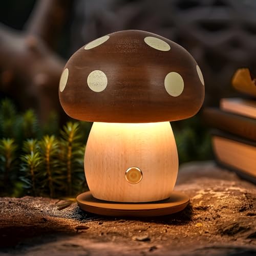 2 Pack Wood Mushroom Table Lamp V495